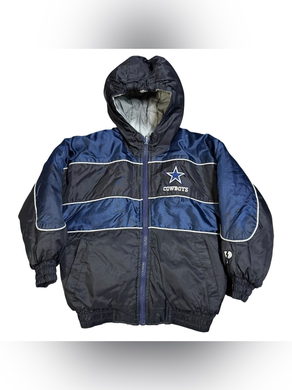 Vintage Dallas Cowboys Coat Boy’s Large 6 Blue NFL Reversible Pro Player Puffer